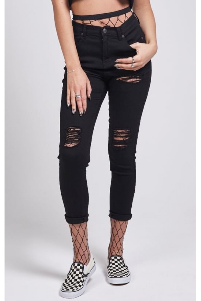 Pantalone - High Waisted Jeans - SikSilk - immagine 2