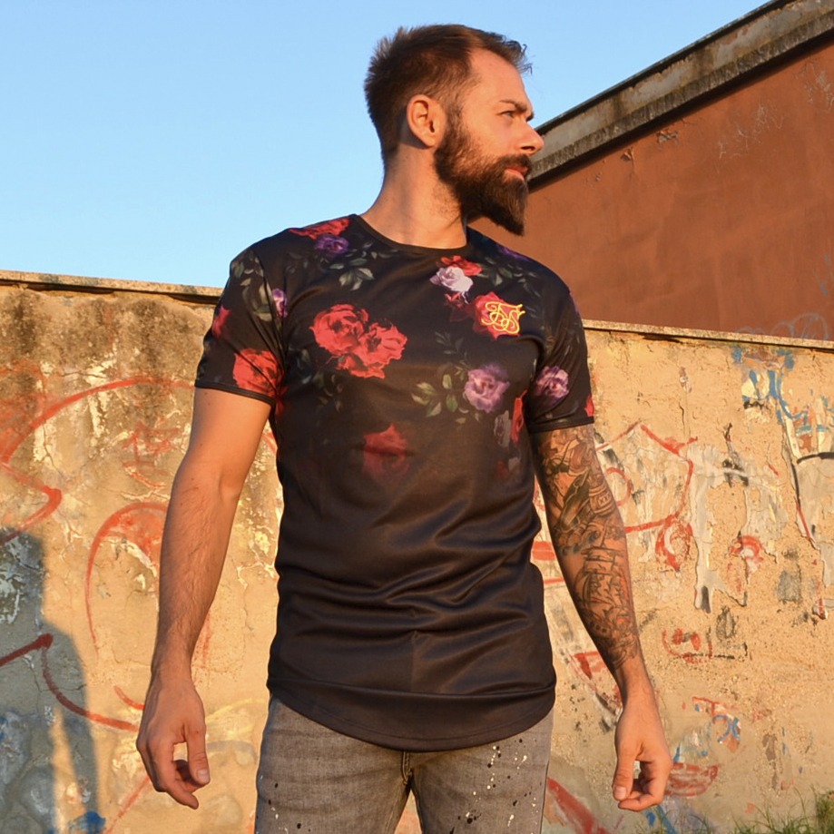 T-Shirt - Gold Floral Oil Paint - SikSilk - immagine 3